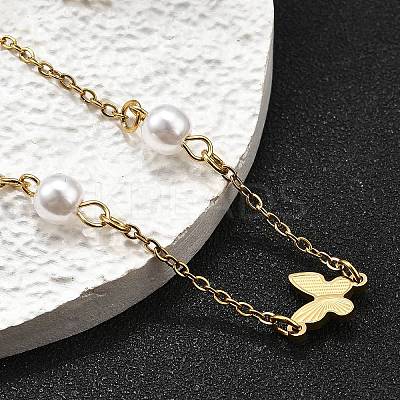 304 Stainless Steel Butterfly Link Bracelets BJEW-C098-01C-G-1