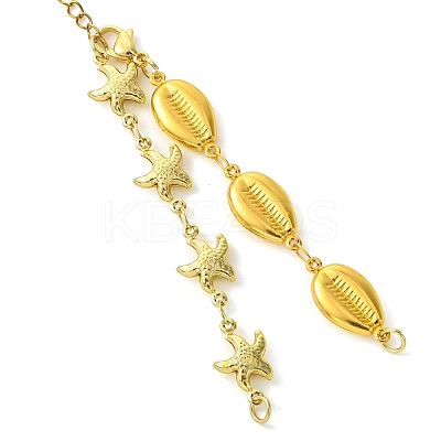 Summer Beach 304 Stainless Steel Shell Starfish Link Chain Bracelet Making AJEW-JB01620-1