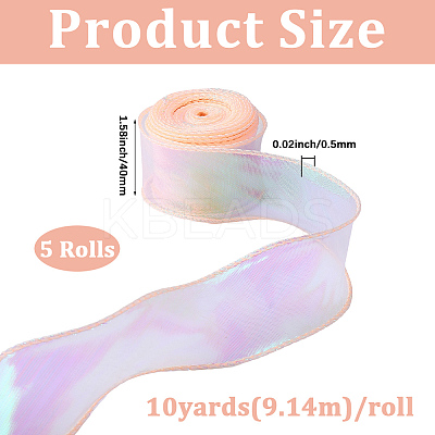5 Rolls Flat Rainbow Color Organza Ribbon OCOR-CY0003-29B-1