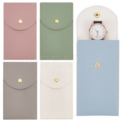 5Pcs 5 Colors Rectangle Imitation Leather Single Watch Storage Bag ABAG-NB0002-02-1
