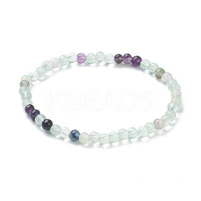 Natural Fluorite Beaded Stretch Bracelets BJEW-A117-A-38-1