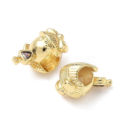 Girl Brass Cubic Zirconia European Beads KK-Q068-21A-G-1