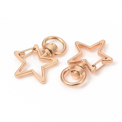 Star Shape Zinc Alloy Swivel Lobster Clasps IFIN-WH0053-02KCG-1
