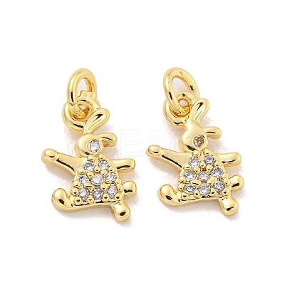 Brass Micro Pave Clear Cubic Zirconia Charms KK-Z044-32G-1