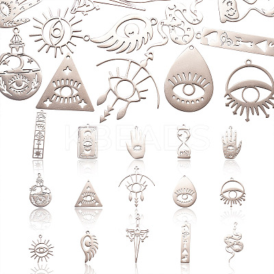 15Pcs 15 Styles 201 Stainless Steel Pendants STAS-CJ0001-188-1