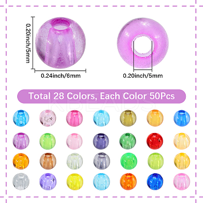 1400Pcs 28 Colors Transparent Acrylic Beads MACR-SP0001-74-1