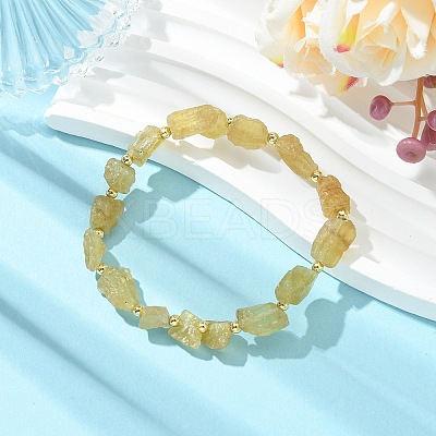 Raw Rough Natural Yellow Apatite Beaded Stretch Bracelets for Women BJEW-JB14431-1