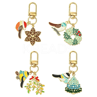 Birds Theme Alloy Enamel Pendant Decoration KEYC-YW00153-01-1