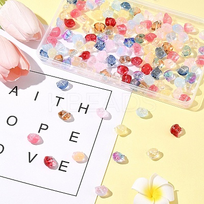 120Pcs 11 Colors Transparent Spray Paint Glass Beads GLAA-FS0002-12A-1