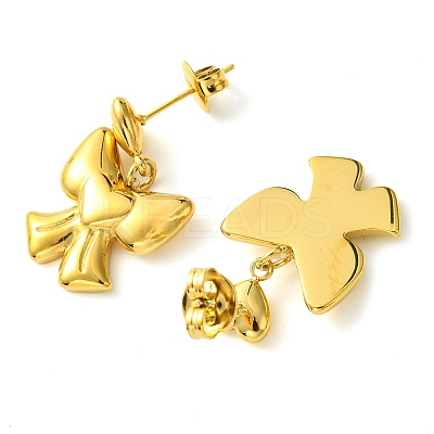 Ion Plating(IP) 304 Stainless Steel Dangle Stud Earrings EJEW-Z038-08G-1