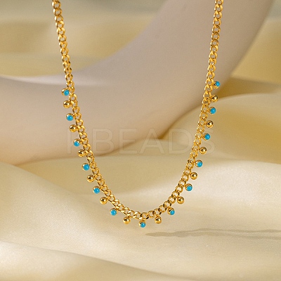 304 Stainless Steel Enamel Chain Necklaces LS-NJEW-P302-03G-1