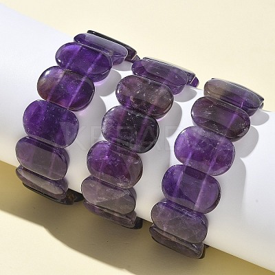 Natural Amethyst Beads Stretch Bracelets for Women Men BJEW-I323-02D-1