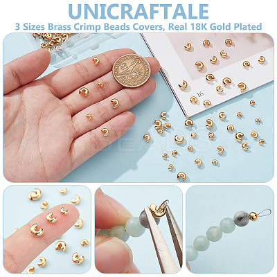 150Pcs 3 Sizes Brass Crimp Beads Covers KK-UN0003-82-1