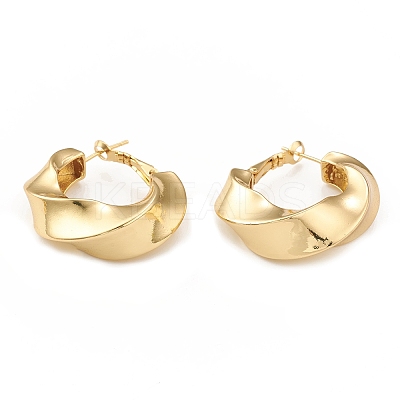 Rack Plating Brass Twist Ring Hoop Earrings for Women EJEW-L231-70G-1