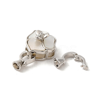 Brass Fold Over Clasps with Shell KK-M270-22P-1