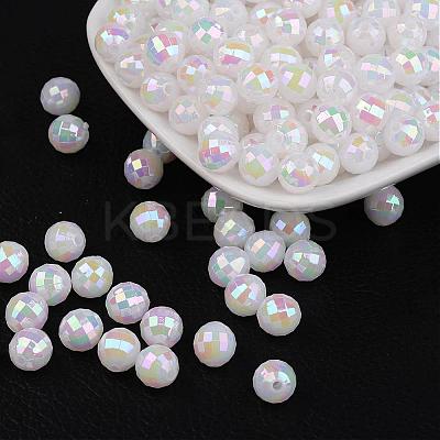 Faceted Colorful Eco-Friendly Poly Styrene Acrylic Round Beads SACR-K001-8mm-78-1