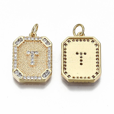Brass Micro Pave Clear Cubic Zirconia Pendants KK-S356-234T-G-NF-1