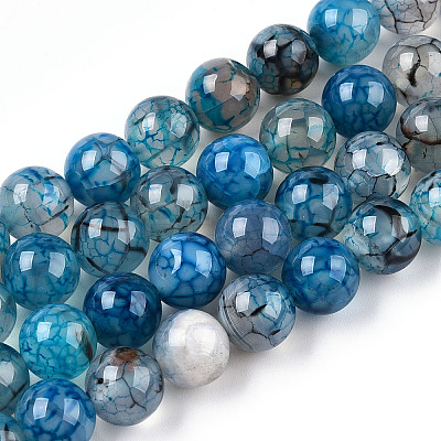 Dyed Natural Dragon Veins Agate Beads Strands X-G-Q462-128C-8mm-1