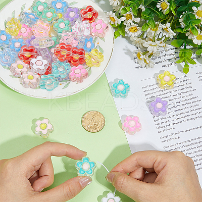 90Pcs 9 Colors Transparent Acrylic Enamel Beads OACR-PH0004-77-1