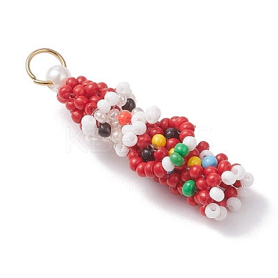 Easter Glass Seed Beaded Dwarf Pendants PALLOY-MZ01037-04-1
