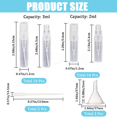 32Pcs 2 Styles 2ML/3ML Polypropylene(PP) Spray Bottles MRMJ-GF0001-44-1