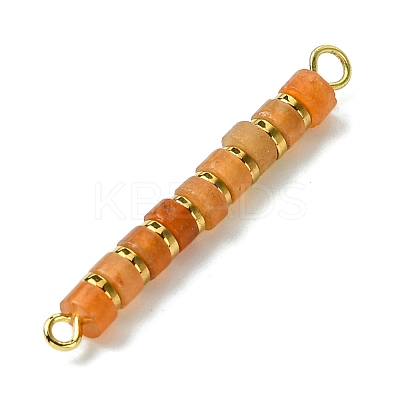Natural Red Aventurine & Electroplated Synthetic Non-magnetic Hematite Heishi Connector Charms PALLOY-JF03291-01-1