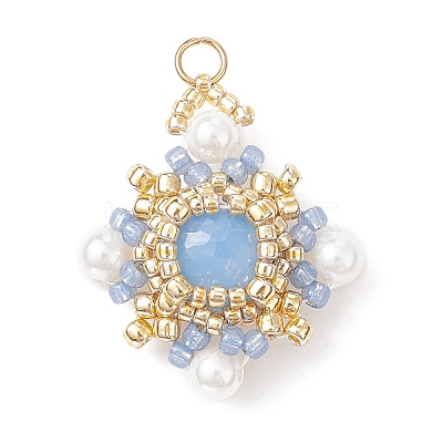 K9 Glass & Shell Pearl & Seed Braided Pendants PALLOY-MZ00139-02-1