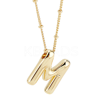 1pc Brass Chain with Alloy Letter Pendants Necklaces NJEW-LP0001-41M-G-1