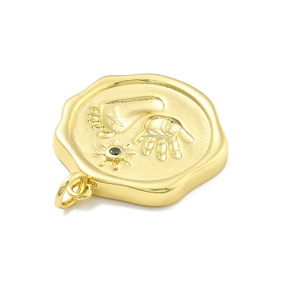 Rack Plating Brass Micro Pave Cubic Zirconia Pendants KK-D359-34G-1