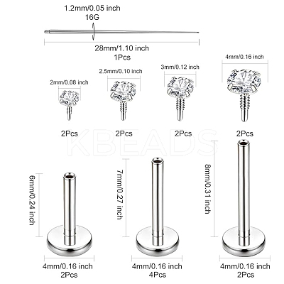 Titanium Alloy Internally Threaded Labret Bar EJEW-FS0001-32A-1
