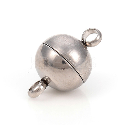 Tarnish Resistant 201 Stainless Steel Magnetic Clasps with Loops STAS-L244-10B-P-1
