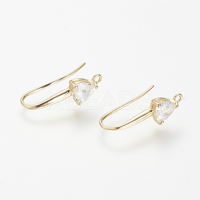 Brass Cubic Zirconia Earring Hooks KK-R037-191G-1