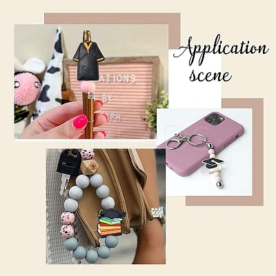 12Pcs 6 Styles Graduation Season Theme Silicone Focal Beads SIL-CJ0001-46-1