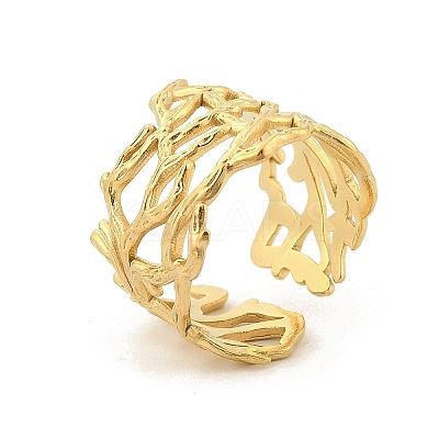 304 Stainless Steel Hollow Wide Cuff Rings for Women RJEW-G338-24G-1