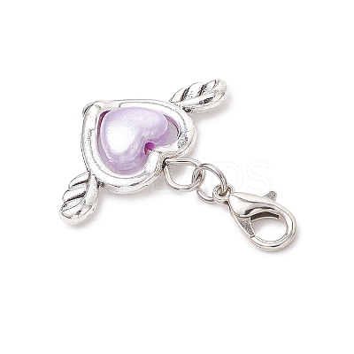 Heart & Wing Imitation Pearl Acrylic Pendant Decorations HJEW-JM03667-1