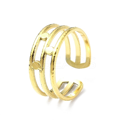 Ion Plating(IP) 304 Stainless Steel Open Cuff Ring RJEW-L109-045G-1