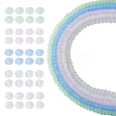 5 Strand 5 Colors Imitation Jade Glass Beads Strands EGLA-TA0001-51-1