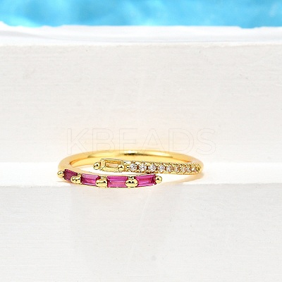 Brass Micro Pave Cubic Zirconia Cuff Rings for Women RJEW-H247-03G-1