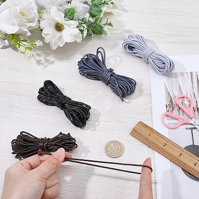 4Pcs 4 Colors Braided Round Waxed Polyester Cords YC-CL0001-04-1
