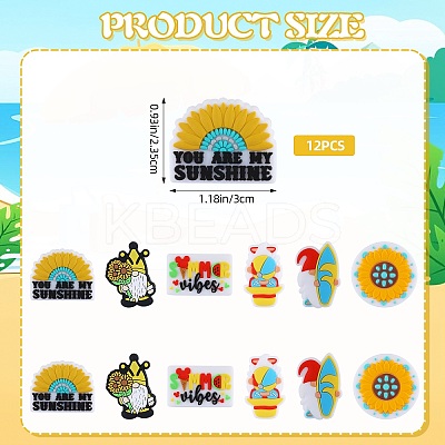 12Pcs 6 Styles Silicone Focal Beads SIL-SZ0001-88-1