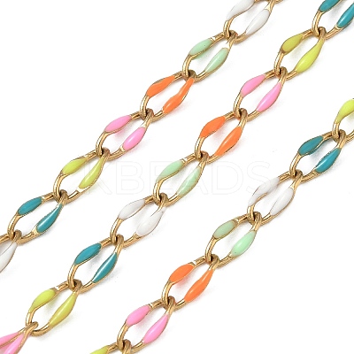 Ion Plating(IP) 304 Stainless Steel Enamel Link Chain CHS-H027-01G-02-1