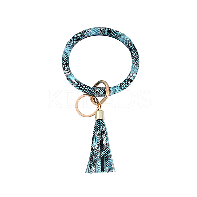 Snakeskin Pattern PU Imitaition Leather Bangle Keychains KEYC-PW0009-08L-1