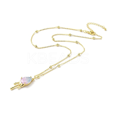 Synthetic Crystal Teardrop Pendant Necklace NJEW-G016-03B-1