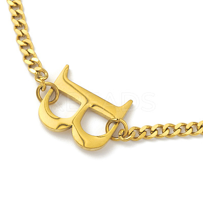 Ion Plating(IP) 304 Stainless Steel Initial Letter B Pendant Necklace with Curb Chains for Women NJEW-M199-02G-1