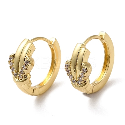 Cubic Zirconia Heart Hoop Earrings EJEW-Z019-07G-1