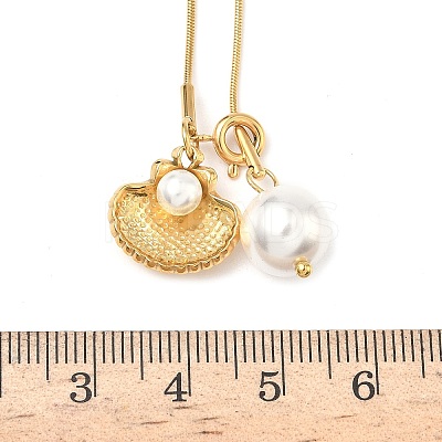 304 Stainless Steel Shell Shape Pendant Necklaces NJEW-D343-04G-1