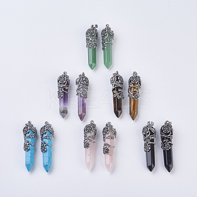 Natural & Synthetic Gemstone Pointed Pendants G-F529-B-1