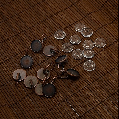 Clear Domed Glass Cabochon Cover and Brass Leverback Earring Settings for DIY DIY-X0160-R-NR-1