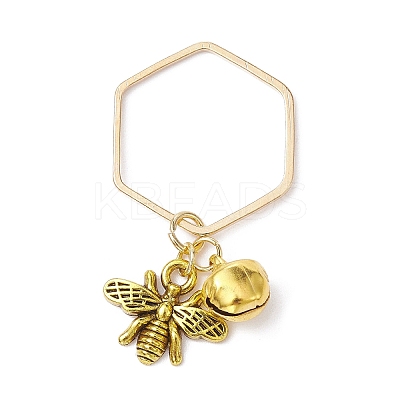 Alloy Bees and Iron Bell Pendant Decoration HJEW-JM01307-01-1