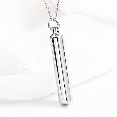 Non-Tarnish 304 Stainless Steel Column Pendant Necklaces UG4628-1-1
